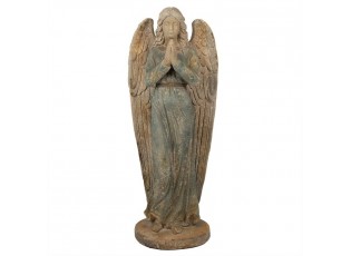 Béžovo-zelená antik dekorace socha anděl Angel Vintage - 48*32*119 cm
