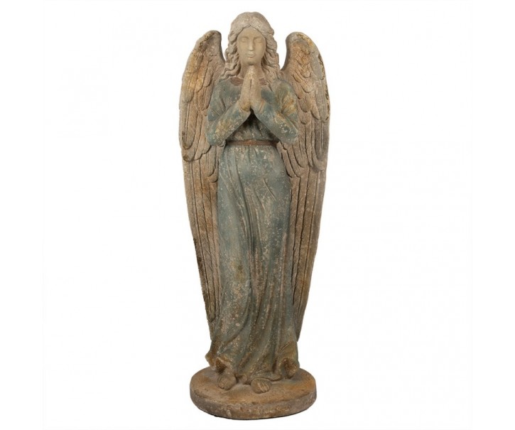Béžovo-zelená antik dekorace socha anděl Angel Vintage - 48*32*119 cm Clayre & Eef