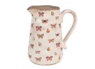 Béžový keramický džbán s motýlky Butterfly Paradise L - 21*15*23 cm