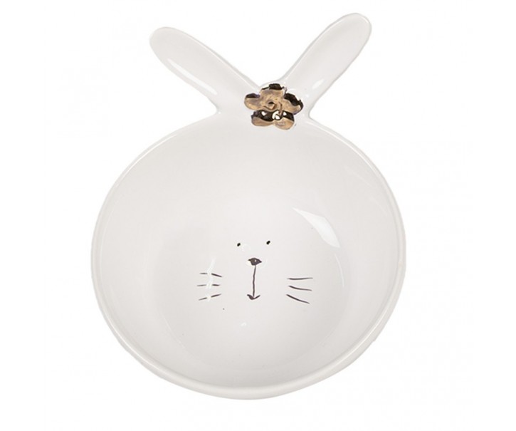 Bílá porcelánová miska s králičími oušky Rabbit - 13*11*8 cm / 200 ml Clayre & Eef