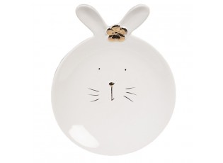 Bílý porcelánový dezertní talířek ve tvaru králíčka Rabbit - Ø 15* 19 *5 cm