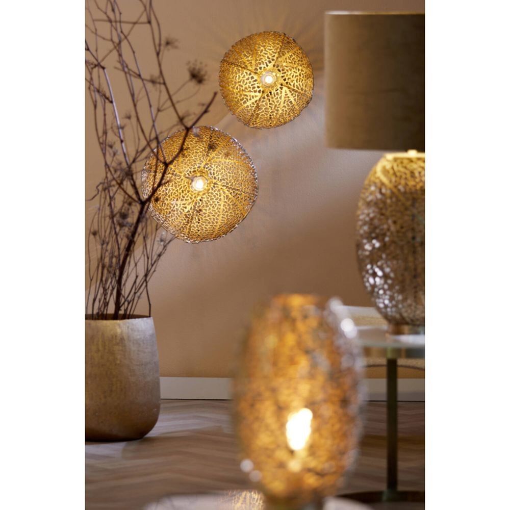 Zlatá děrovaná kovová nástěnná lampa Sinula - Ø 45*22cm / E27 Light & Living Zlatá děrovaná kovová nástěnná lampa Sinula - Ø 45*22cm / E27 Light & Living