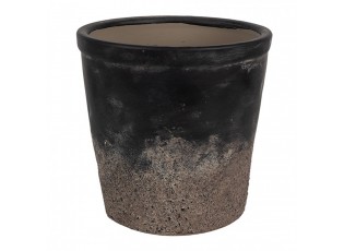Černo-šedý keramický obal na květináč S - Ø 12*11 cm 
