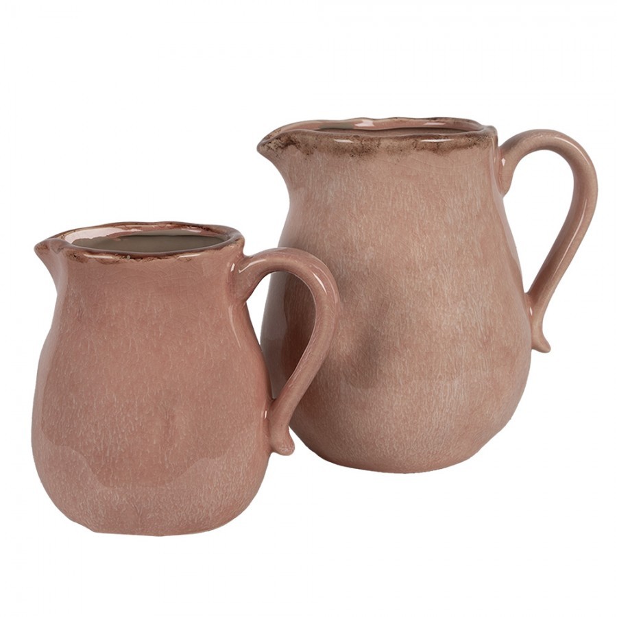 Růžový keramický džbán M - 17*13*15 cm Clayre & Eef Růžový keramický džbán M - 17*13*15 cm Clayre & Eef