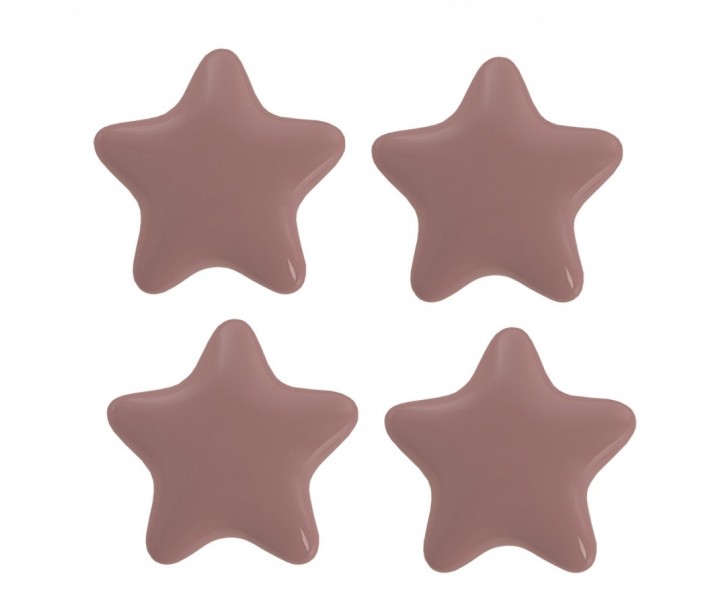Set 4ks růžová úchytka hvězda - Ø 4* 3/6 cm Clayre & Eef