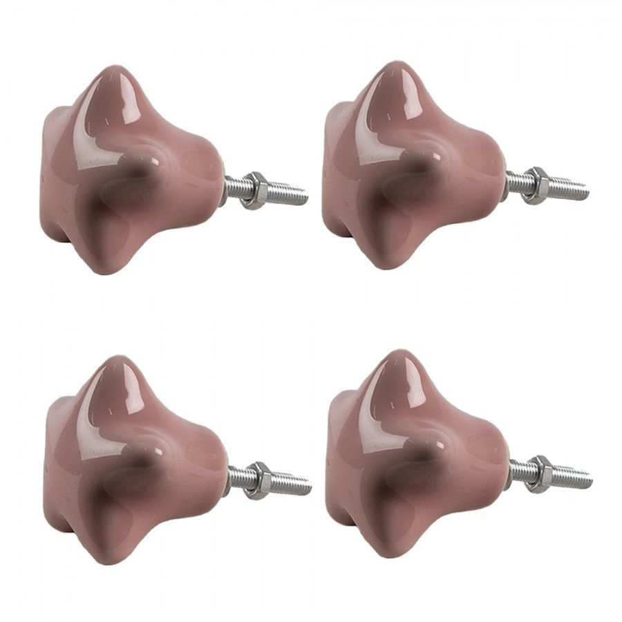 Set 4ks růžová úchytka hvězda - Ø 4* 3/6 cm Clayre & Eef Set 4ks růžová úchytka hvězda - Ø 4* 3/6 cm Clayre & Eef