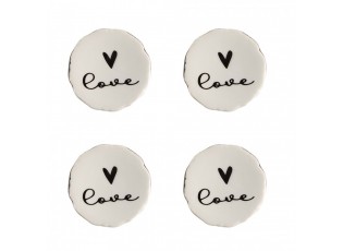 Set 4ks béžová keramická úchytka se srdíčky Love - Ø 4*3 /6 cm