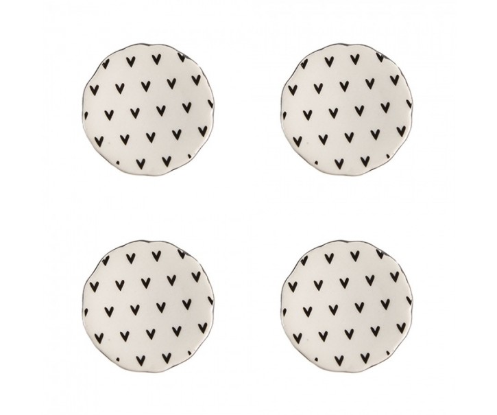 Set 4ks béžová keramická úchytka se srdíčky - Ø 4*3 /6 cm Clayre & Eef