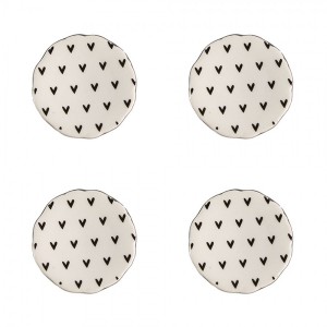 Set 4ks béžová keramická úchytka se srdíčky - Ø 4*3 /6 cm