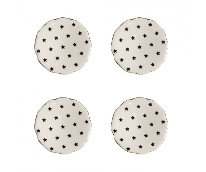 Set 4ks béžová keramická úchytka s hvězdičkami - Ø 4*3/6 cm Clayre & Eef