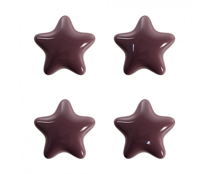Set 4ks fialová úchytka hvězda - Ø 4* 3/6 cm Clayre & Eef