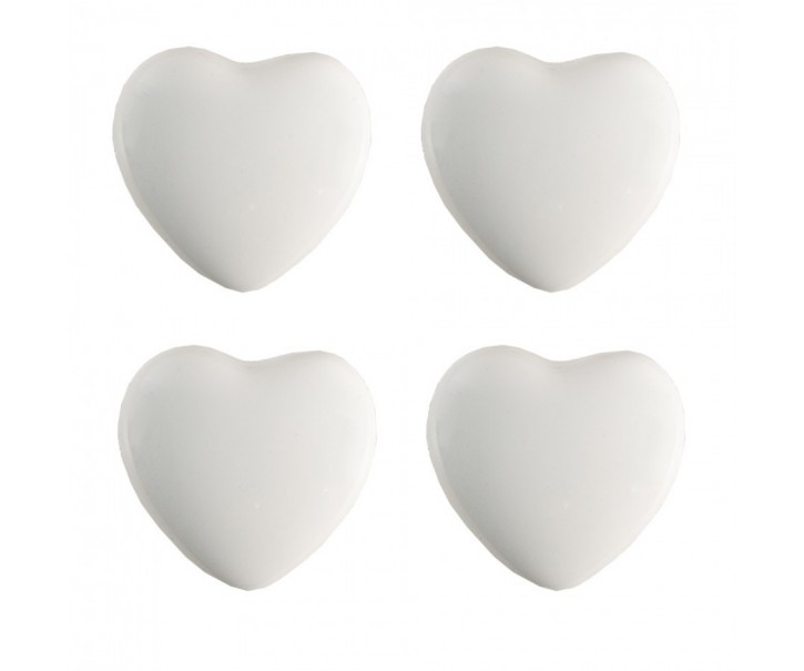 Set 4ks bílá keramická úchytka ve tvaru srdce - Ø 4*3 /6 cm Clayre & Eef