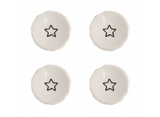 Set 4ks béžová keramická úchytka s hvězdou - Ø 4*3/6 cm