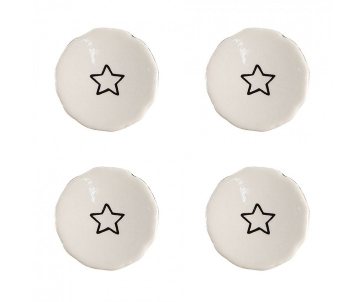 Set 4ks béžová keramická úchytka s hvězdou - Ø 4*3/6 cm Clayre & Eef