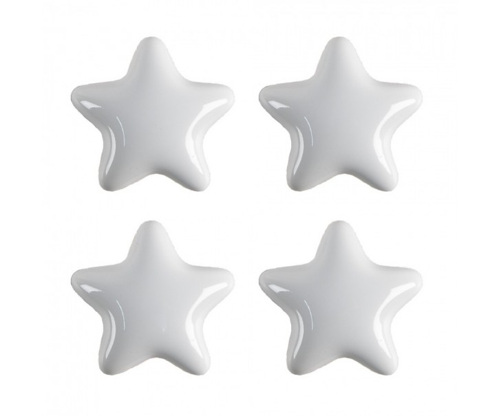 Set 4ks bílá úchytka hvězda - Ø 4* 3/6 cm Clayre & Eef