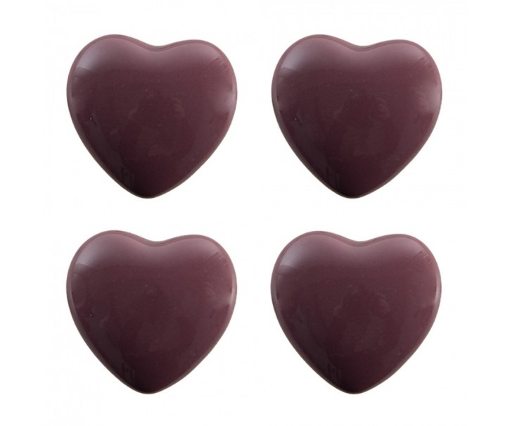 Set 4ks fialová úchytka srdce - Ø 4* 3/6 cm Clayre & Eef