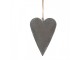 Šedé plechové ozdobné závěsné srdce s květy S - 11*2*8 cm Clayre & Eef