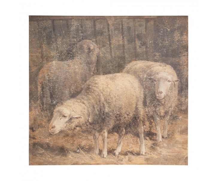 Hnědý obraz ovečky na plátně - 50*3*50 cm Clayre & Eef