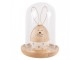 Přírodní dřevěný podnos se skleněným poklopem - Ø 13*16 cm Clayre & Eef
