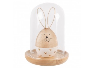 Přírodní dřevěný podnos se skleněným poklopem - Ø 13*16 cm 