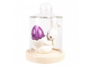 Přírodní dřevěný podnos se skleněným poklopem - Ø 13*18 cm 