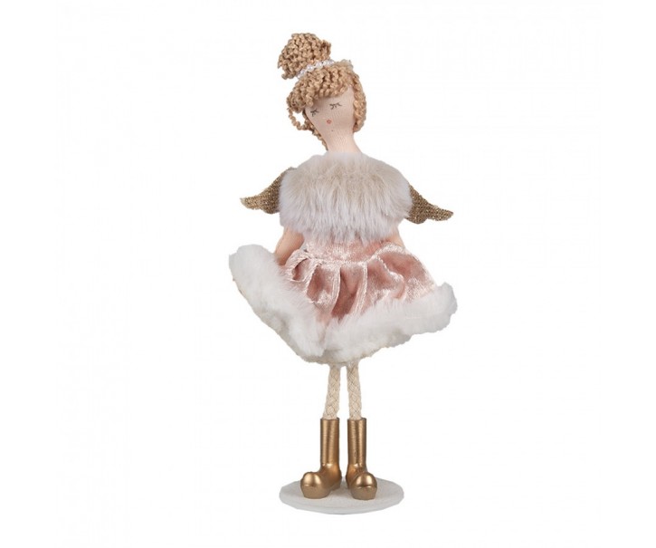 Dekorativní figurka anděl v růžových šatičkách - 9*3*18 cm Clayre & Eef