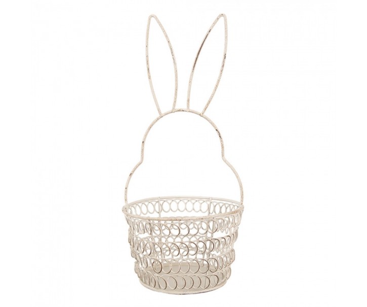 Bílý drátěný dekorační košík králík Bunny S - Ø 12*27 cm Clayre & Eef