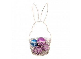 Bílý drátěný dekorační košík králík Bunny S - Ø 12*27 cm 