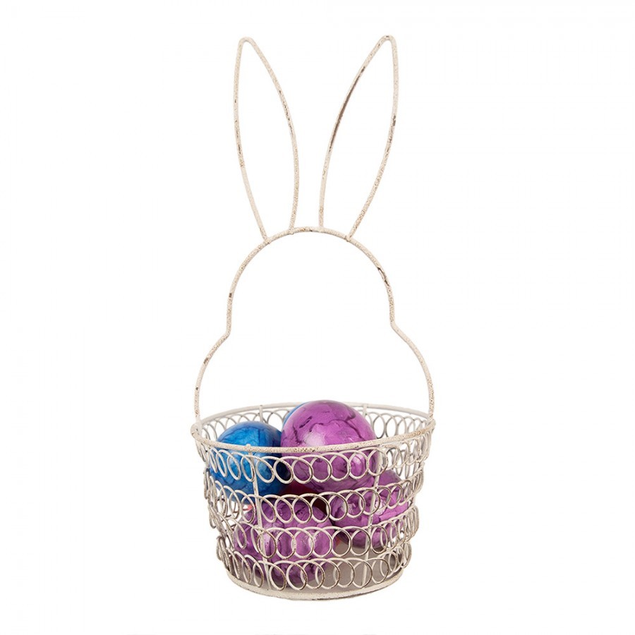 Bílý drátěný dekorační košík králík Bunny S - Ø 12*27 cm Clayre & Eef Bílý drátěný dekorační košík králík Bunny S - Ø 12*27 cm Clayre & Eef