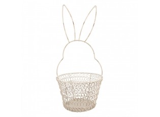 Bílý drátěný dekorační košík králík Bunny M - Ø 15*34 cm