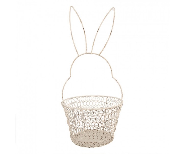 Bílý drátěný dekorační košík králík Bunny - Ø 15*34 cm Clayre & Eef