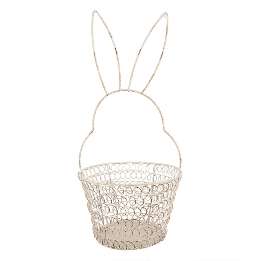 Bílý drátěný dekorační košík králík Bunny - Ø 15*34 cm