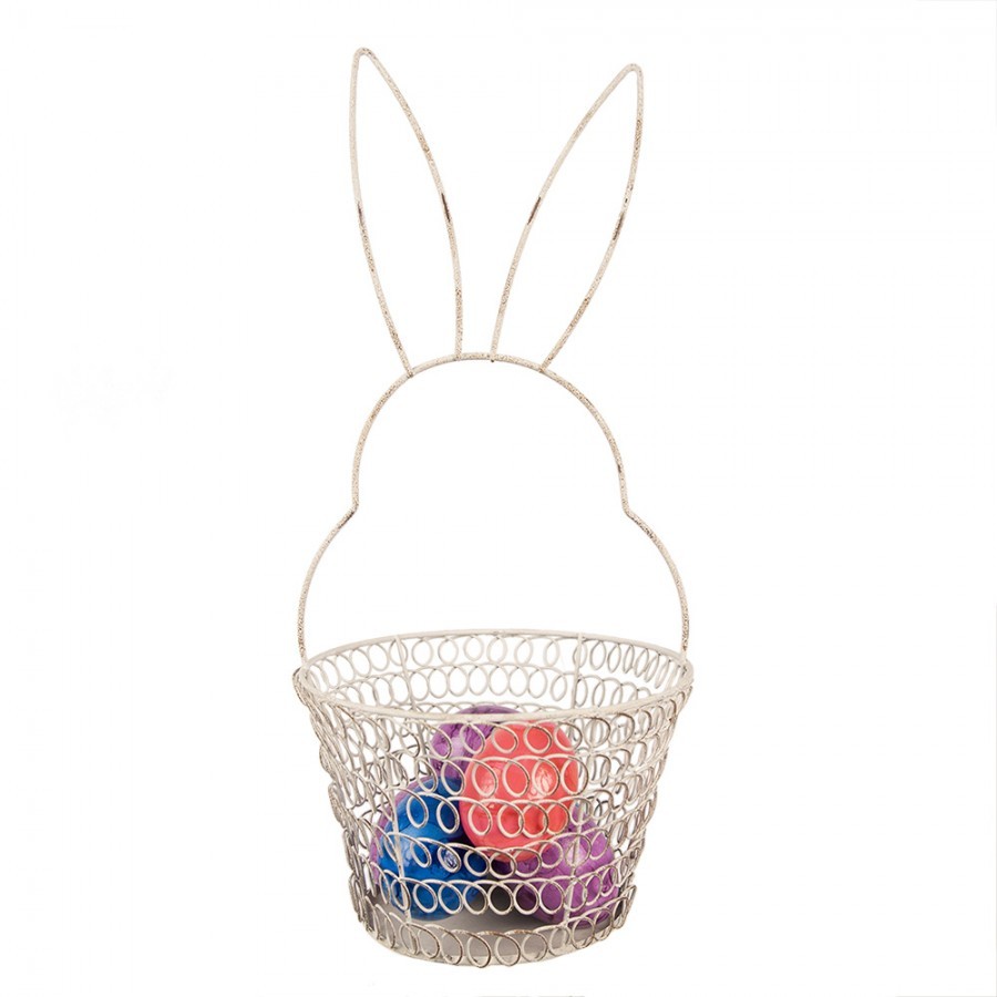 Bílý drátěný dekorační košík králík Bunny M - Ø 15*34 cm Clayre & Eef Bílý drátěný dekorační košík králík Bunny M - Ø 15*34 cm Clayre & Eef