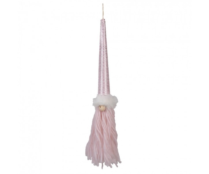 Světle růžová závěsná dekorace skřítek Gnome - 6*6*48 cm Clayre & Eef