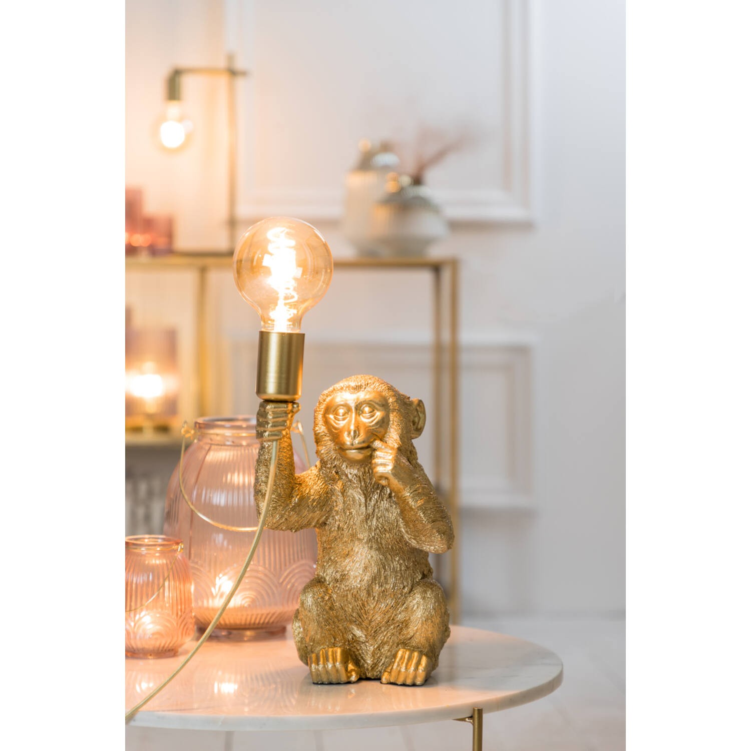 Zlatá stolní lampa s opičkou Monkey S - 20*19*34 cm/40W Light & Living Zlatá stolní lampa s opičkou Monkey S - 20*19*34 cm/40W Light & Living