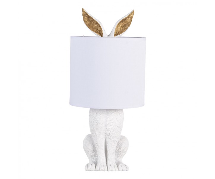 Bílá stolní lampa zajíc se zlatýma ušima - Ø 20*45 cm E27/max 1*60W Clayre & Eef