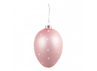 Růžové závěsné skleněné vajíčko s puntíky Egg Dots - Ø 10*16 cm 