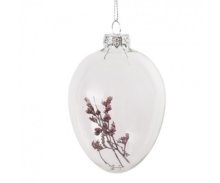 Závěsné skleněné vajíčko s květy Egg Bloom - Ø 7*10 cm Clayre & Eef
