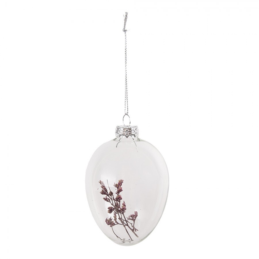 Závěsné skleněné vajíčko s květy Egg Bloom - Ø 7*10 cm Clayre & Eef Závěsné skleněné vajíčko s květy Egg Bloom - Ø 7*10 cm Clayre & Eef