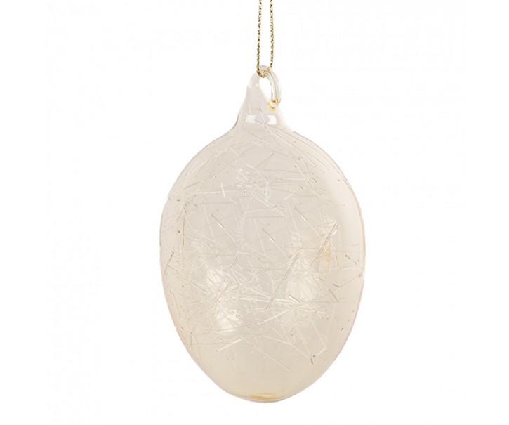 Žluté závěsné skleněné vajíčko Egg - Ø 6*10 cm Clayre & Eef