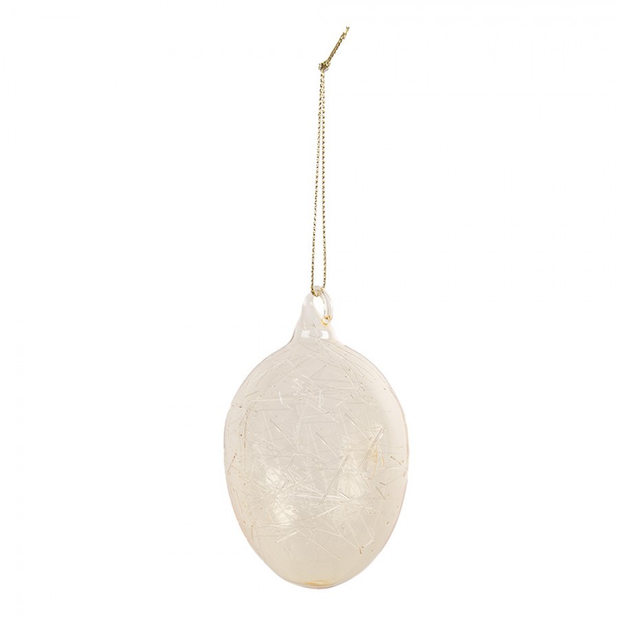 Žluté závěsné skleněné vajíčko Egg - Ø 6*10 cm Clayre & Eef Žluté závěsné skleněné vajíčko Egg - Ø 6*10 cm Clayre & Eef