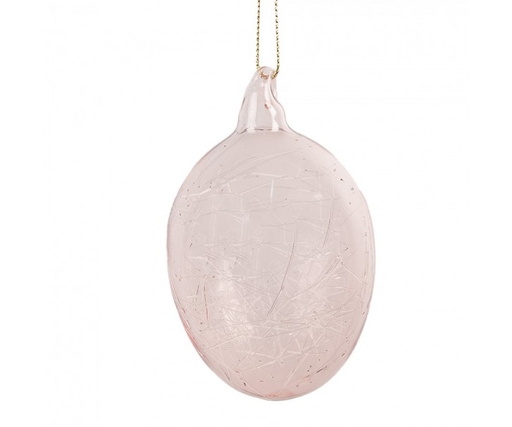 Růžové závěsné skleněné vajíčko Egg - Ø 6*10 cm Clayre & Eef