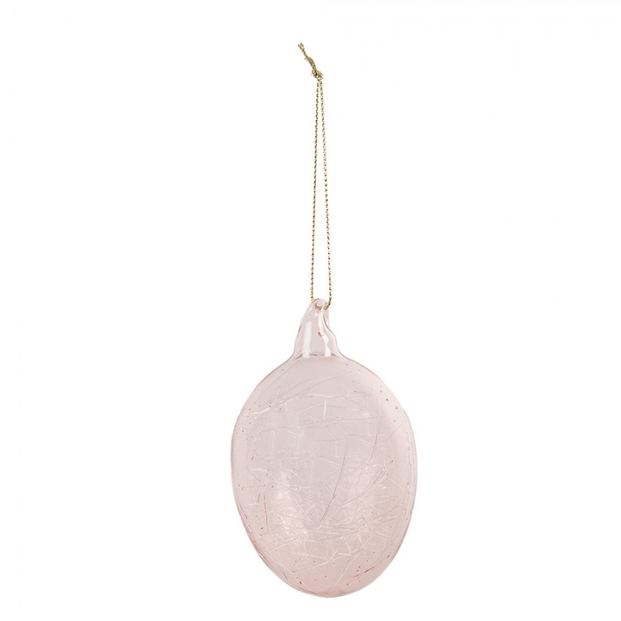 Růžové závěsné skleněné vajíčko Egg - Ø 6*10 cm Clayre & Eef Růžové závěsné skleněné vajíčko Egg - Ø 6*10 cm Clayre & Eef