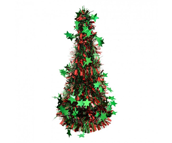 Červeno-zelená vánoční dekorace vánoční stromeček M - Ø 17*38 cm Clayre & Eef