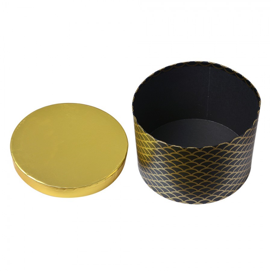 Set 3ks černo-zlatý kulatý úložný box - Ø 25*17 / Ø 23*16 / Ø 21*14 cm Clayre & Eef Set 3ks černo-zlatý kulatý úložný box - Ø 25*17 / Ø 23*16 / Ø 21*14 cm Clayre & Eef