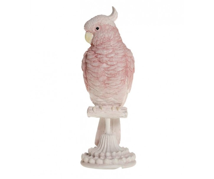 Růžová dekorace papoušek na podstavci Parroté - 10*11*28 cm Chic Antique