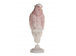 Růžová dekorace papoušek na podstavci Parroté - 12*12*37 cm