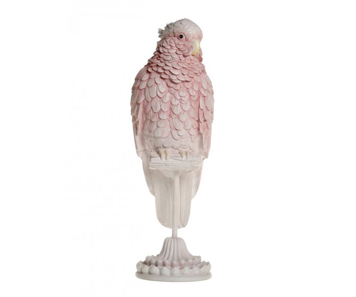 Růžová dekorace papoušek na podstavci Parroté - 12*12*37 cm Chic Antique