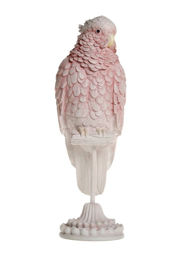 Růžová dekorace papoušek na podstavci Parroté - 12*12*37 cm