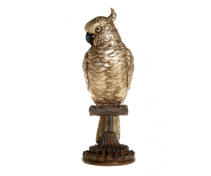 Bronzová dekorace papoušek na podstavci Parroté - 11*10*28 cm Chic Antique